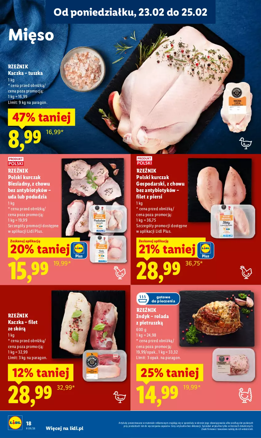 Gazetka promocyjna Lidl - Oferta ważna od 23.02 do 25.02 - ważna 23.02 do 25.02.2026 - strona 18 - produkty: Kaczka, Kurczak, Mięso, Piec, Rolada, Tusz