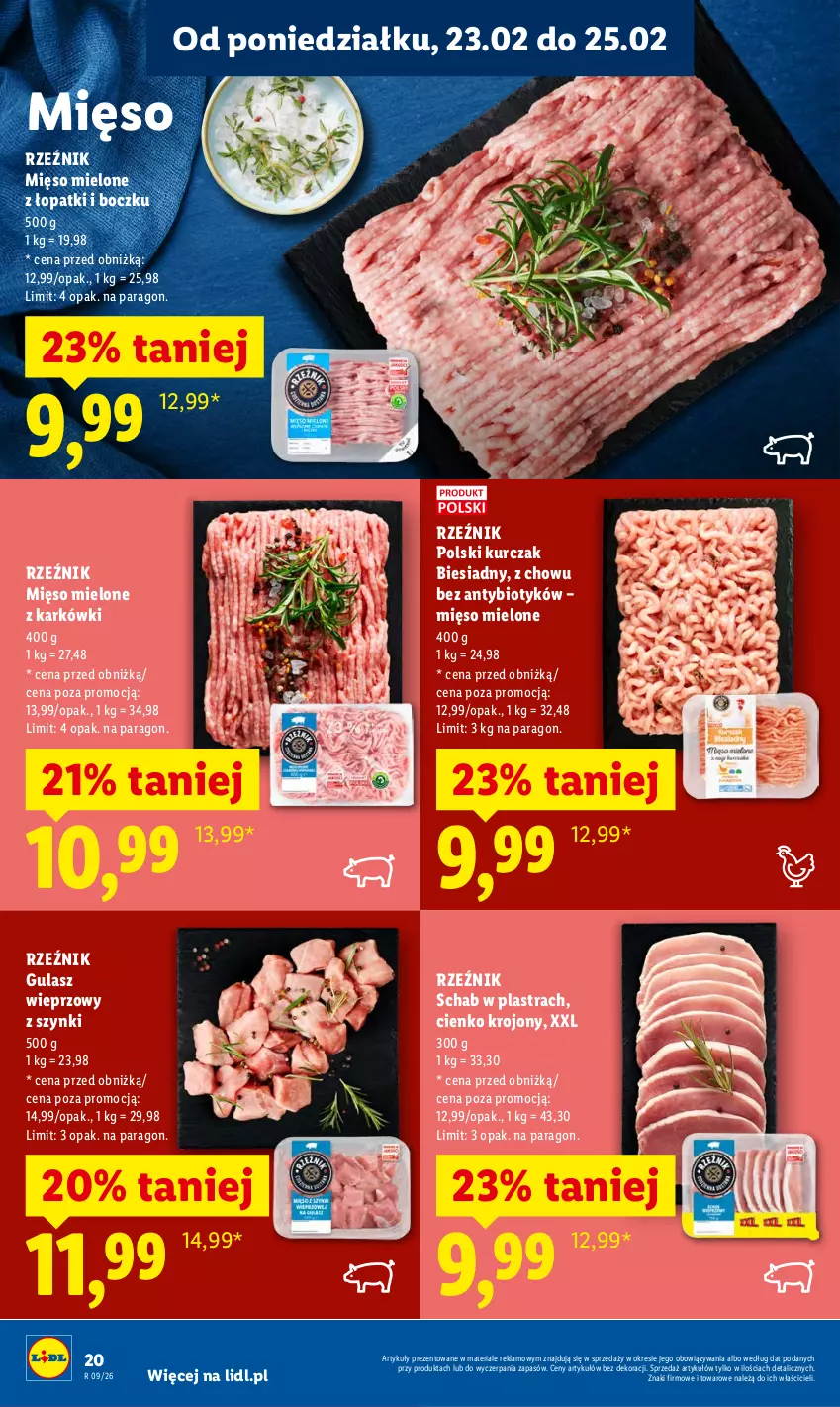 Gazetka promocyjna Lidl - Oferta ważna od 23.02 do 25.02 - ważna 23.02 do 25.02.2026 - strona 20 - produkty: Kurczak, Mięso, Mięso mielone