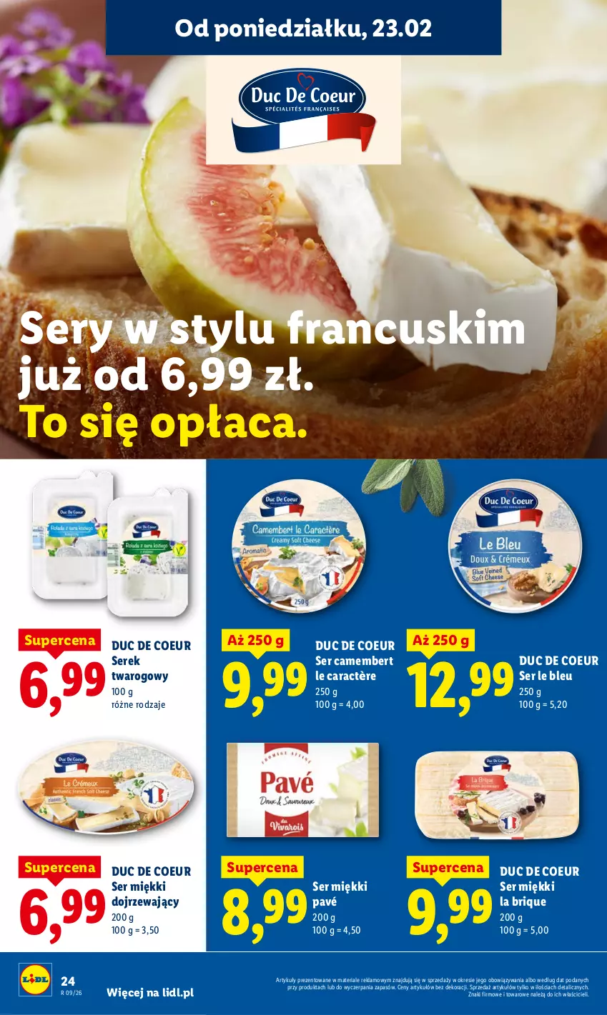Gazetka promocyjna Lidl - Oferta ważna od 23.02 do 25.02 - ważna 23.02 do 25.02.2026 - strona 24 - produkty: Camembert, Ser, Serek, Serek twarogowy