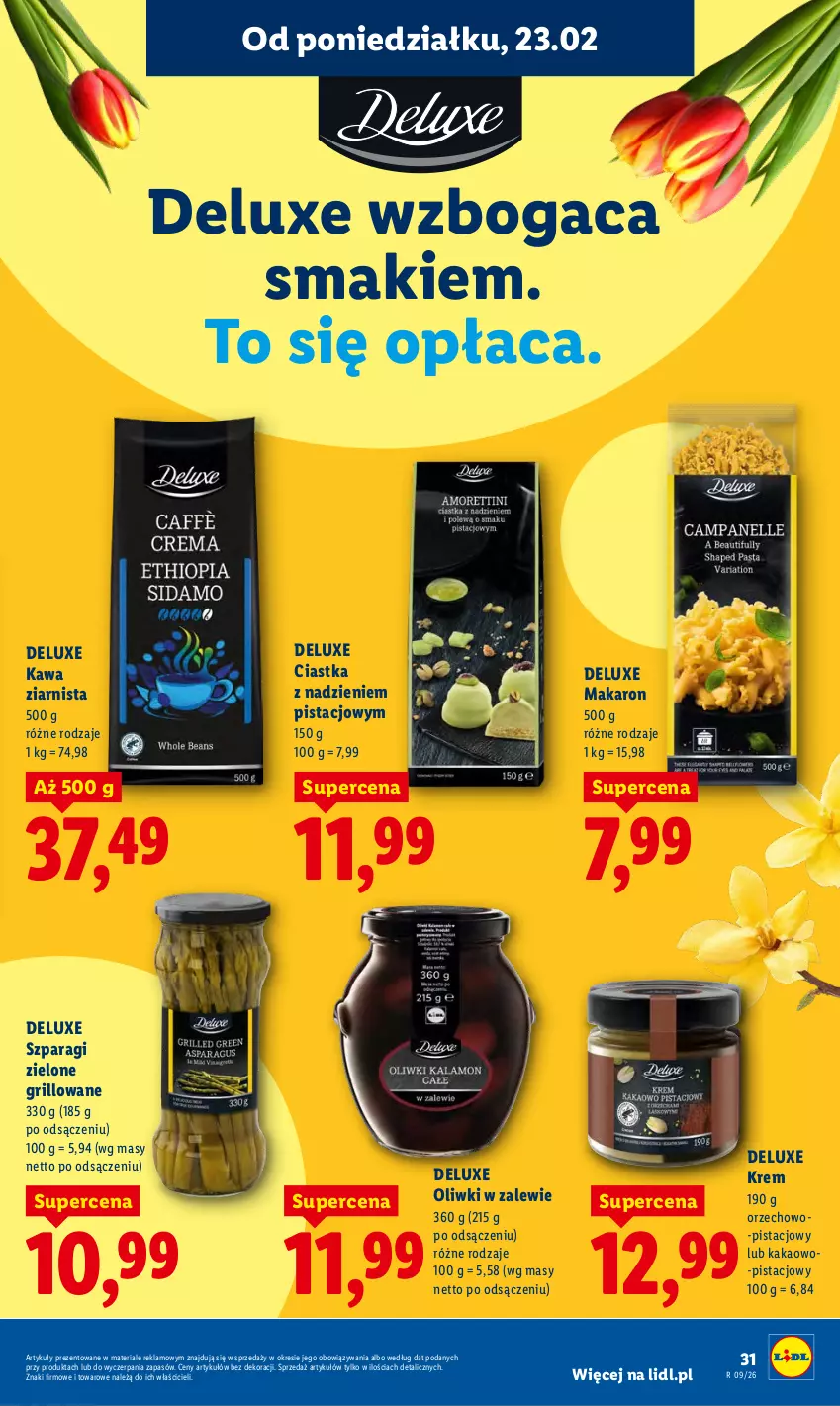 Gazetka promocyjna Lidl - Oferta ważna od 23.02 do 25.02 - ważna 23.02 do 25.02.2026 - strona 31 - produkty: Ciastka, Grill, Kakao, Kawa, Kawa ziarnista, Makaron, Oliwki
