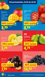 Gazetka promocyjna Lidl - Oferta ważna od 23.02 do 25.02 - Gazetka - ważna od 25.02 do 25.02.2026 - strona 14 - produkty: Ser, Cytryny, Gruszki, Winogrona, Deser, Wino, Mango, Pomidory