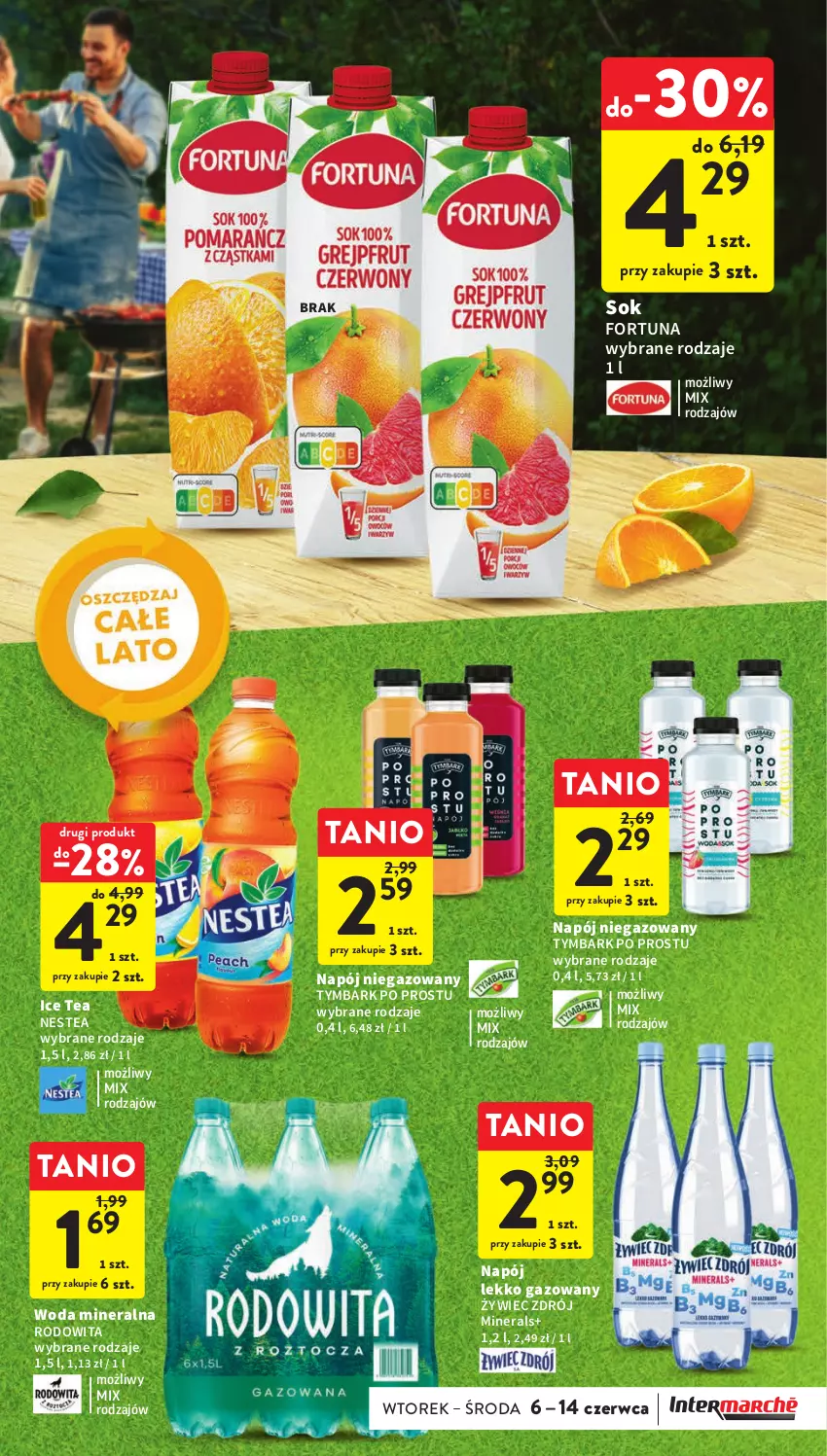 Gazetka promocyjna Intermarche - Gazetka Intermarche - ważna 06.06 do 14.06.2023 - strona 11 - produkty: Fortuna, Ice tea, Napój, Napój niegazowany, Nestea, Sok, Tymbark, Woda, Woda mineralna