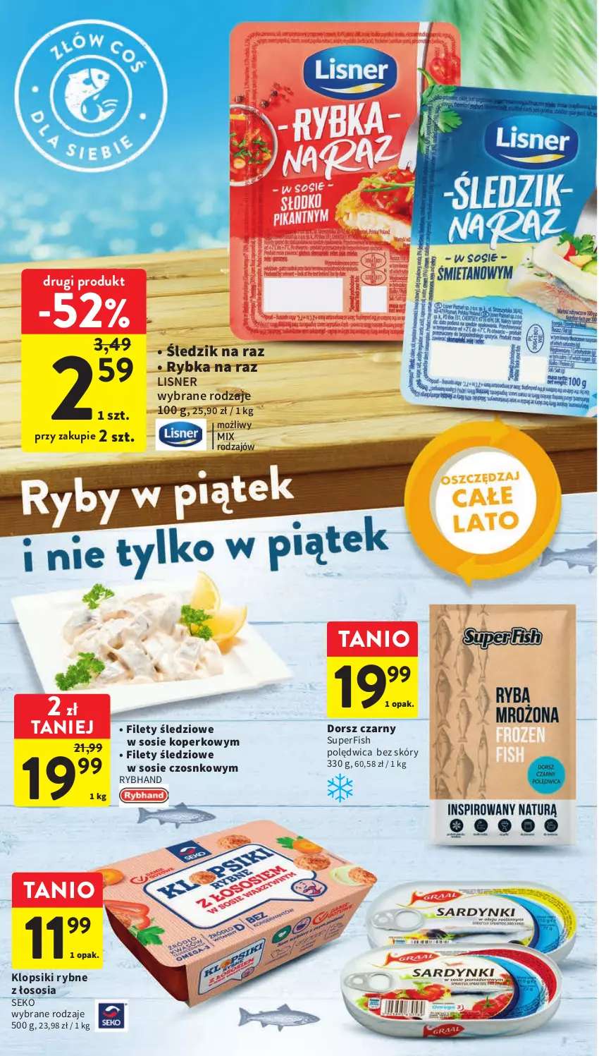 Gazetka promocyjna Intermarche - Gazetka Intermarche - ważna 06.06 do 14.06.2023 - strona 24 - produkty: Dorsz, Klopsiki, Lisner, Polędwica, Rybka na raz, SEKO, Sos