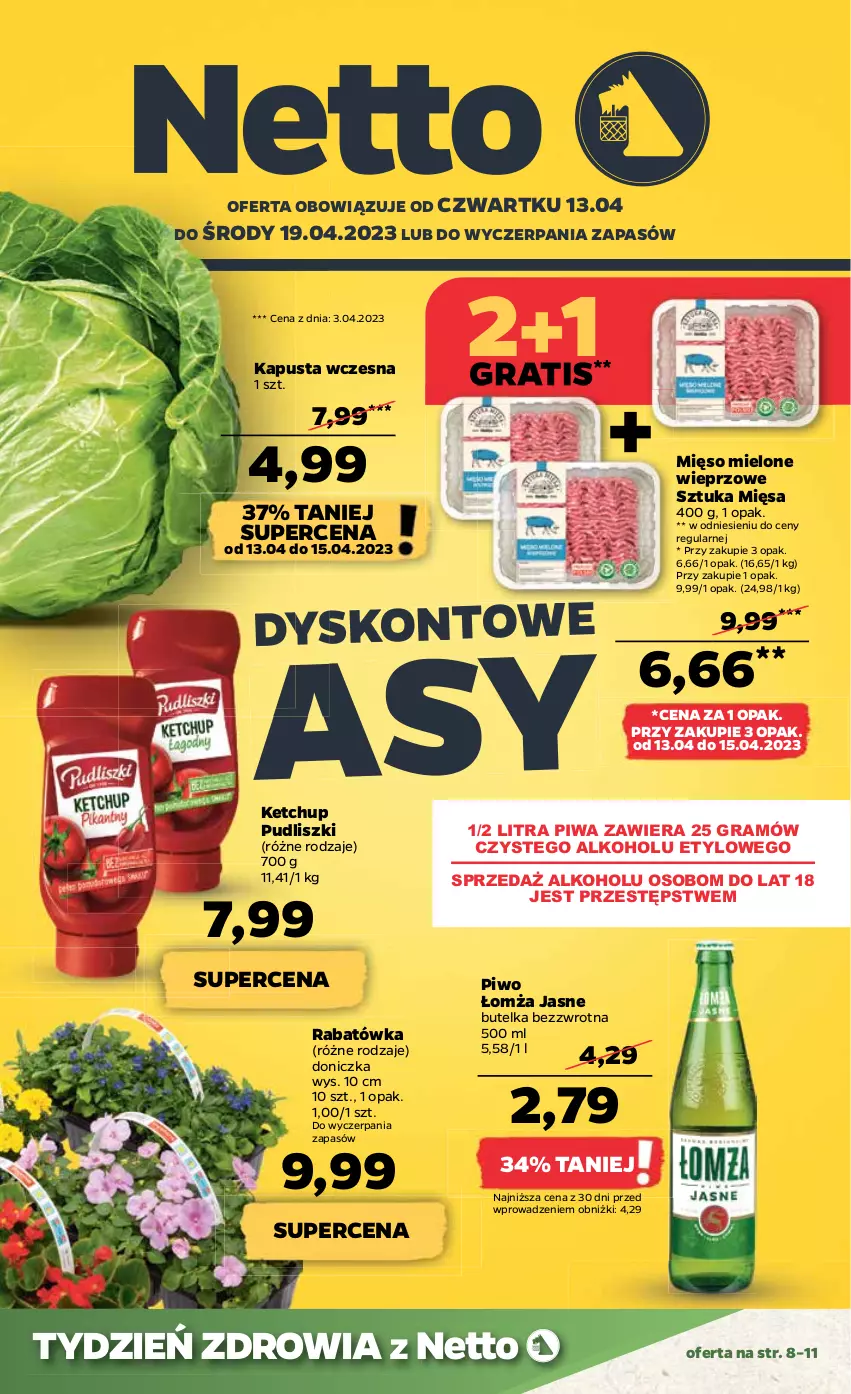 Gazetka promocyjna Netto - Artykuły spożywcze - ważna 13.04 do 19.04.2023 - strona 1 - produkty: Gra, Ketchup, Mięso, Mięso mielone, Piwa, Piwo, Pudliszki