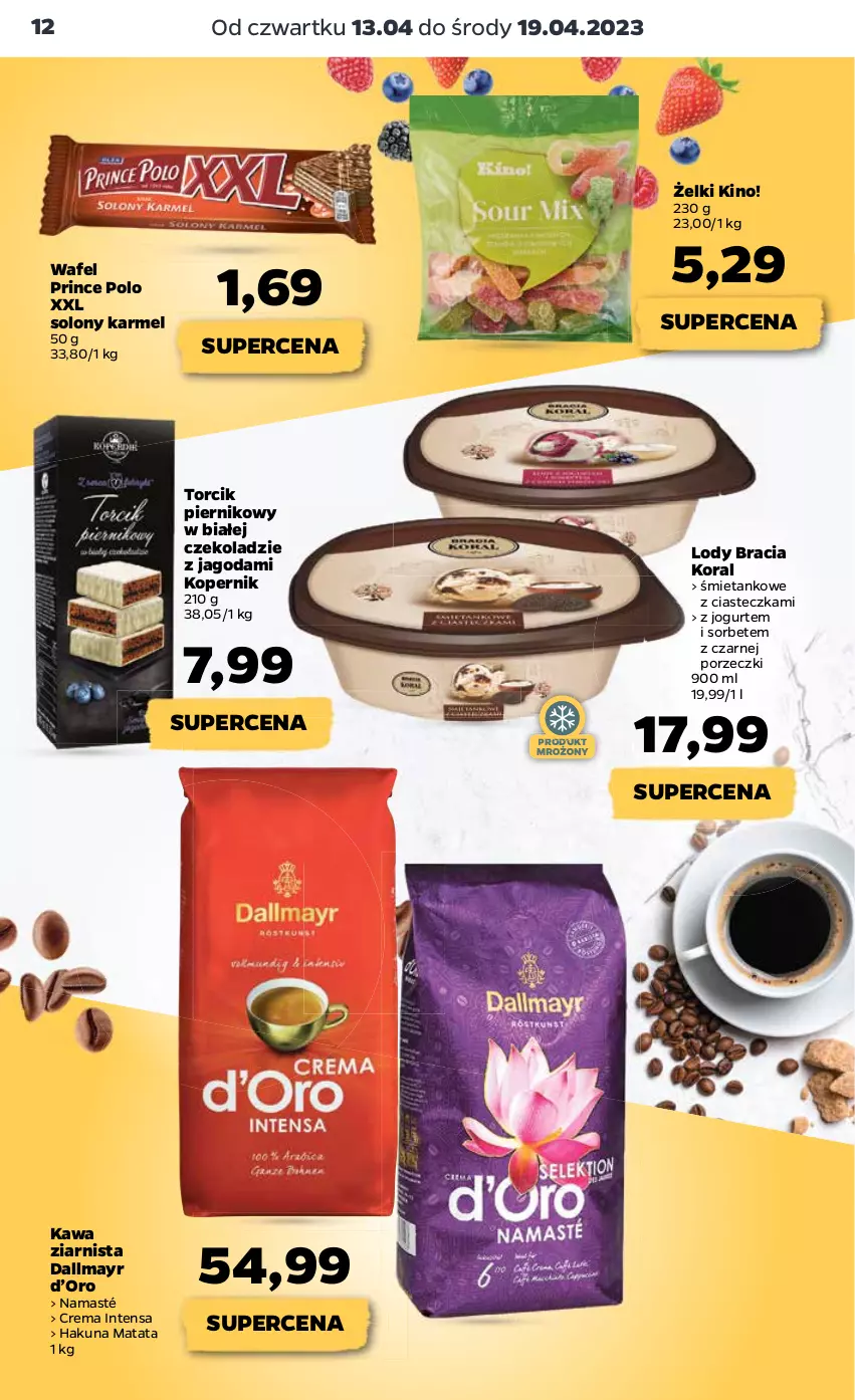 Gazetka promocyjna Netto - Artykuły spożywcze - ważna 13.04 do 19.04.2023 - strona 12 - produkty: Dallmayr, Jogurt, Kawa, Kawa ziarnista, Lody, Piernik, Por, Prince Polo