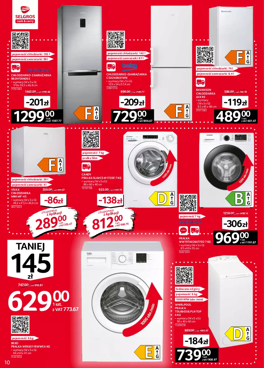 Gazetka promocyjna Selgros - Oferta przemysłowa - ważna 16.09 do 29.09.2021 - strona 10 - produkty: Beko, Candy, Chłodziarka, Pralka, Top, Whirlpool, Zamrażarka