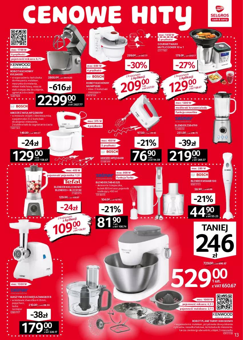 Gazetka promocyjna Selgros - Oferta przemysłowa - ważna 16.09 do 29.09.2021 - strona 13 - produkty: Blender, Kubek, Maszynka, Maszynka do mielenia, Mięso, Mikser, Mikser z misą, Pojemnik, Robot, Robot planetarny, Ser, Smoothie, Stojak, Szynka, Trzepaczka