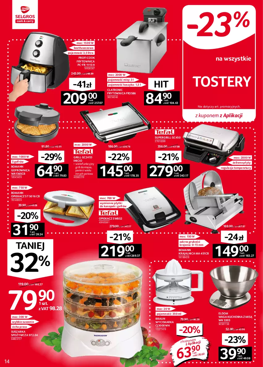 Gazetka promocyjna Selgros - Oferta przemysłowa - ważna 16.09 do 29.09.2021 - strona 14 - produkty: Braun, Gofrownica, Grill, Kosz, Suszarka, Toster, Waga, Wyciskarka