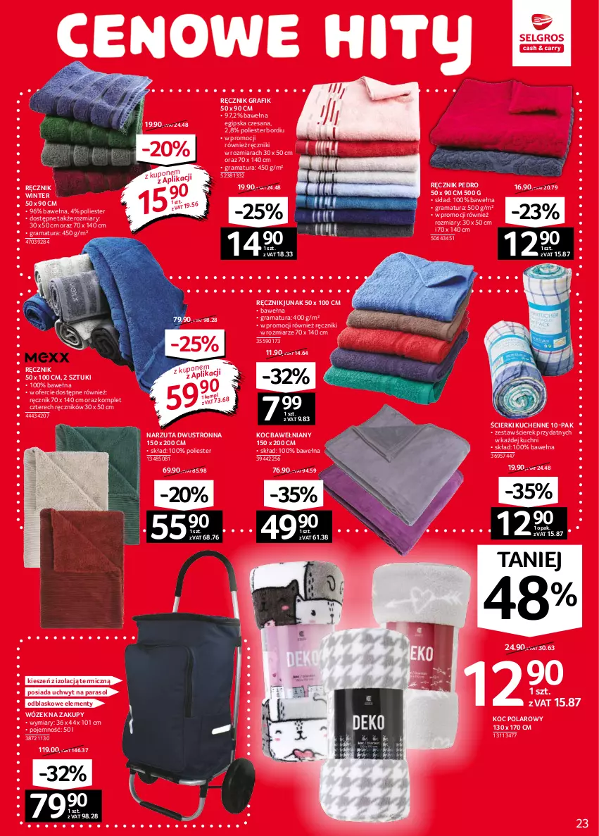 Gazetka promocyjna Selgros - Oferta przemysłowa - ważna 16.09 do 29.09.2021 - strona 23 - produkty: Gra, Koc, Narzuta, Parasol, Rama, Ręcznik, Wełna, Wózek, Wózek na zakupy