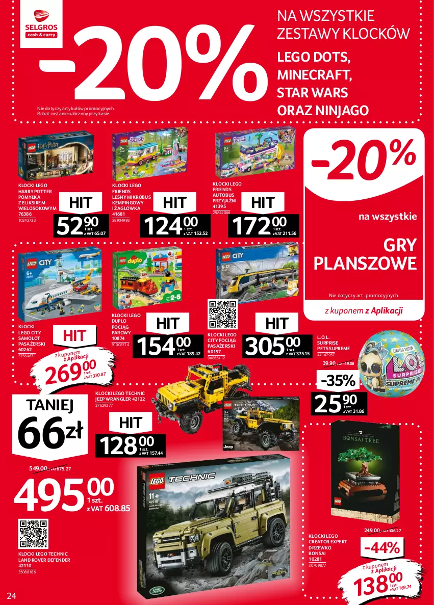 Gazetka promocyjna Selgros - Oferta przemysłowa - ważna 16.09 do 29.09.2021 - strona 24 - produkty: Amol, Autobus, Gry, Harry Potter, Klocki, L.O.L., Land Rover, LEGO, LEGO City, LEGO Creator, LEGO Duplo, LEGO Friends, LEGO Harry Potter, LEGO Technic, Minecraft, Pociąg, Pociąg pasażerski, Samolot, Sok, Star Wars