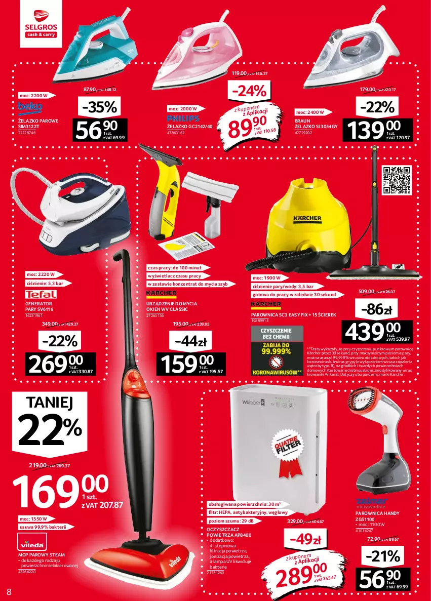 Gazetka promocyjna Selgros - Oferta przemysłowa - ważna 16.09 do 29.09.2021 - strona 8 - produkty: Braun, Generator pary, Gry, Kärcher, Lakier, Lampa, Mop, Mop parowy, Oczyszczacz powietrza, Parownica, Top