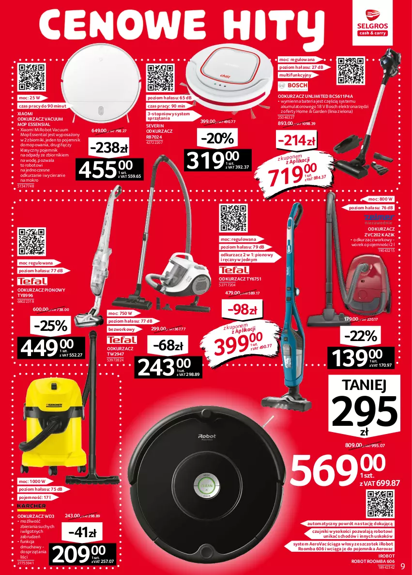 Gazetka promocyjna Selgros - Oferta przemysłowa - ważna 16.09 do 29.09.2021 - strona 9 - produkty: Akumulator, Bateria, Bosch, IRobot, LG, Mop, Odkurzacz, Pojemnik, Robot, Roomba, Sok, Top