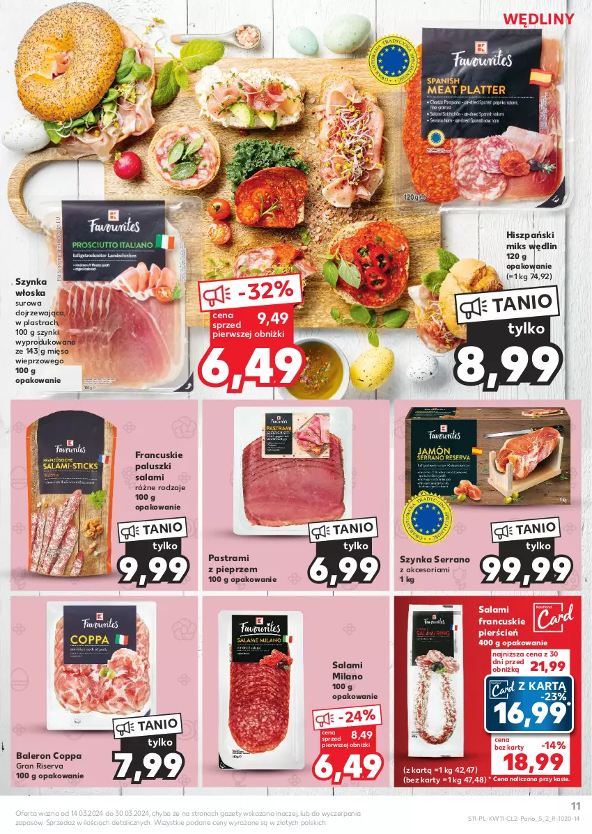 Gazetka promocyjna Kaufland - Kaufland - ważna 14.03 do 30.03.2024 - strona 11 - produkty: Cień, Gra, Pieprz, Salami, Ser, Szynka