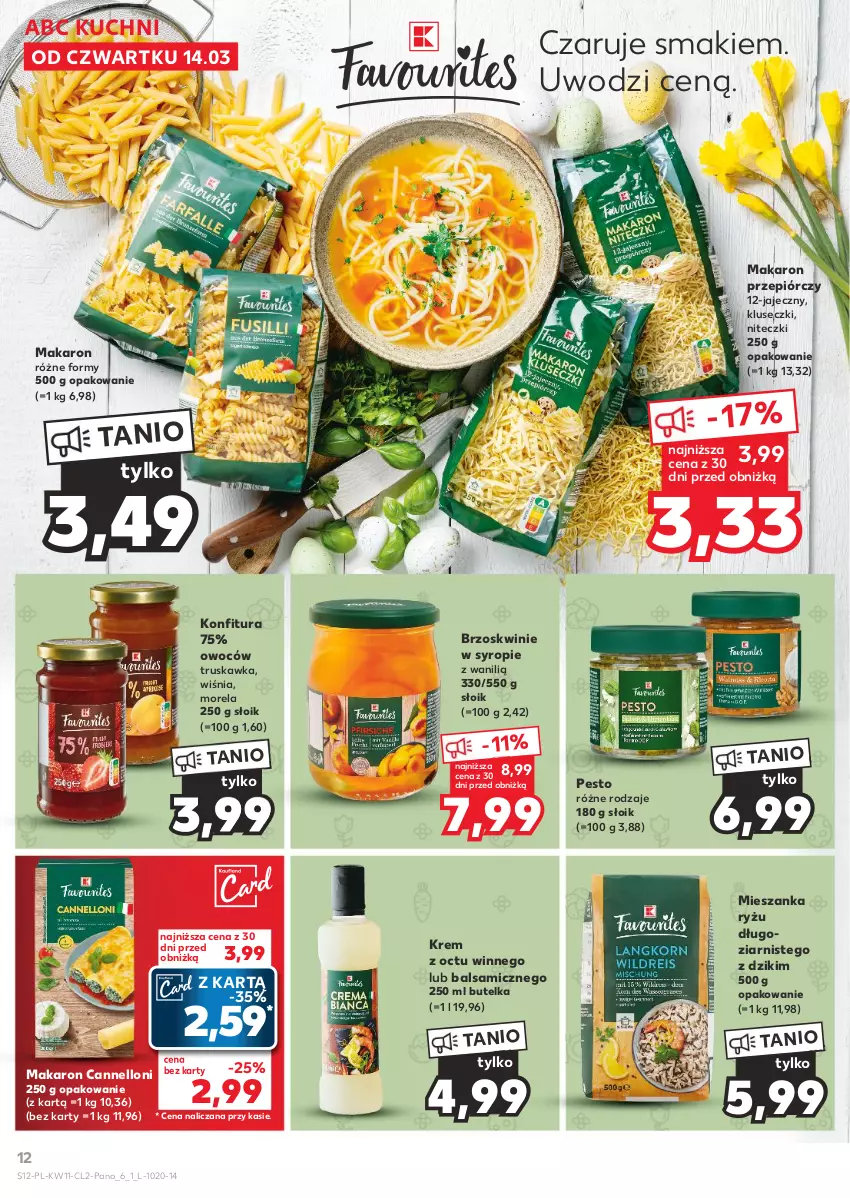 Gazetka promocyjna Kaufland - Kaufland - ważna 14.03 do 30.03.2024 - strona 12 - produkty: Brzoskwinie, Konfitura, Makaron, Morela, Pesto, Ryż, Syrop