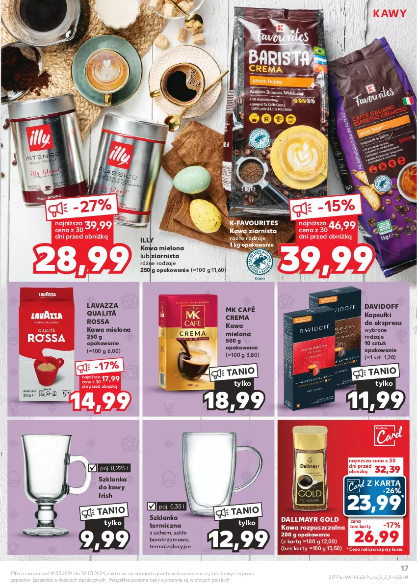 Gazetka promocyjna Kaufland - Kaufland - ważna 14.03 do 30.03.2024 - strona 17 - produkty: Dallmayr, Davidoff, Fa, Kawa, Kawa mielona, Kawa rozpuszczalna, Kawa ziarnista, Lavazza, Szklanka