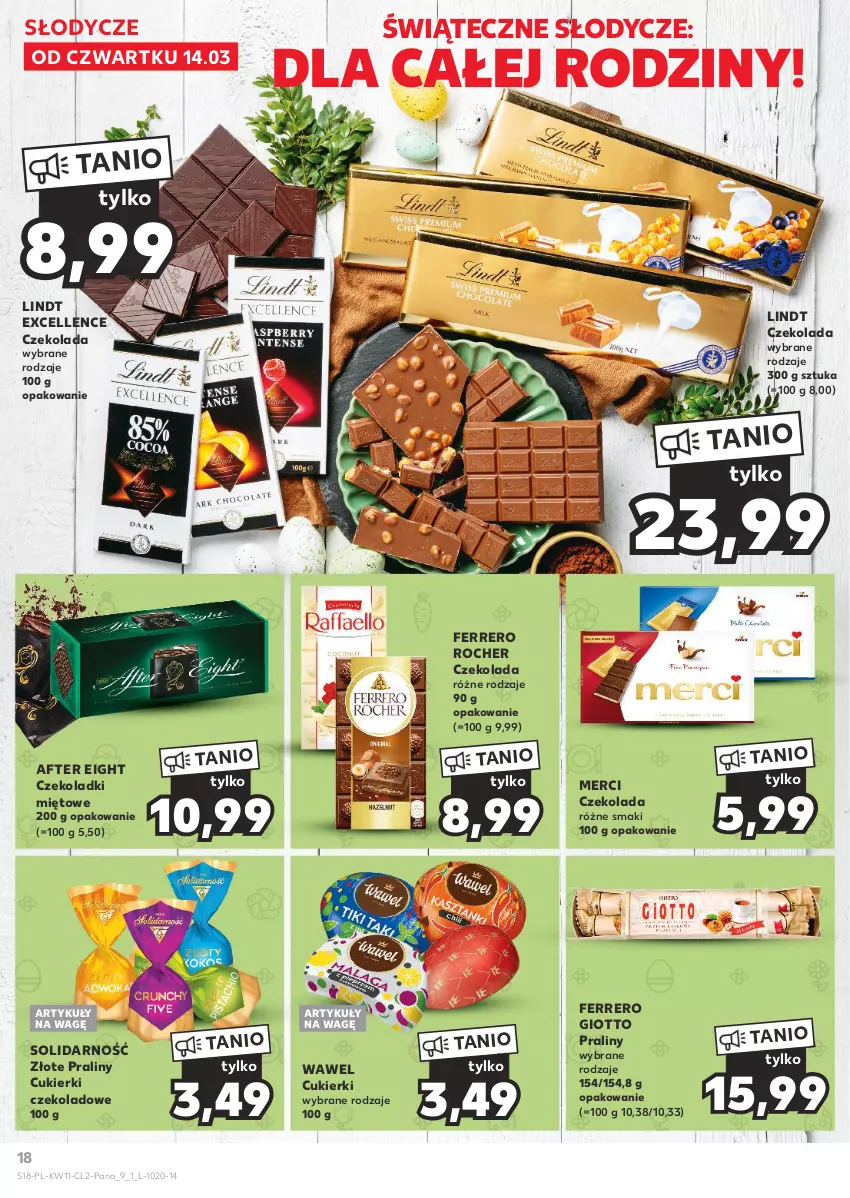 Gazetka promocyjna Kaufland - Kaufland - ważna 14.03 do 30.03.2024 - strona 18 - produkty: Cukier, Cukierki, Cukierki czekoladowe, Czekolada, Ferrero, Ferrero Rocher, Lindt, Merci, Praliny, Wawel