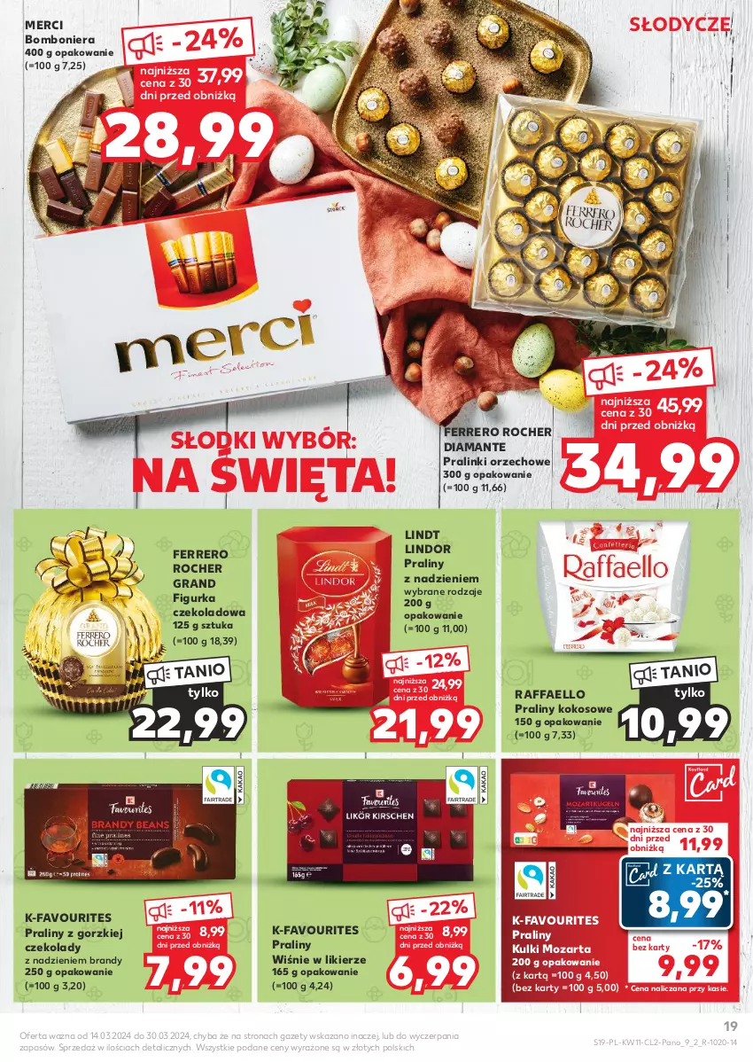 Gazetka promocyjna Kaufland - Kaufland - ważna 14.03 do 30.03.2024 - strona 19 - produkty: Bomboniera, Brandy, Diamant, Fa, Ferrero, Ferrero Rocher, Gra, Kokos, Likier, Lindor, Lindt, Merci, Praliny, Raffaello