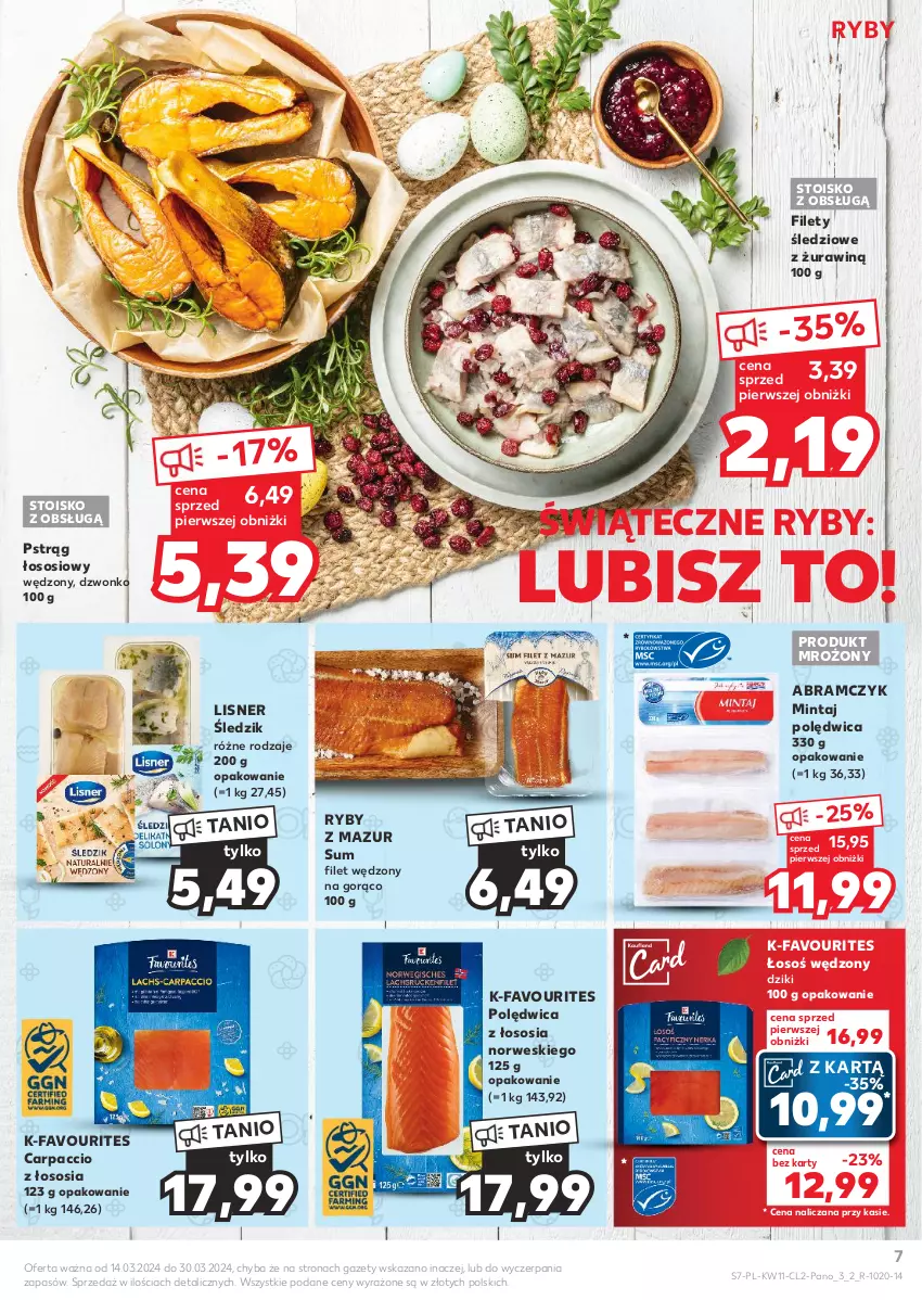 Gazetka promocyjna Kaufland - Kaufland - ważna 14.03 do 30.03.2024 - strona 7 - produkty: Carpaccio, Fa, Lisner, Mintaj, Polędwica, Pstrąg, Pstrąg łososiowy, Sos