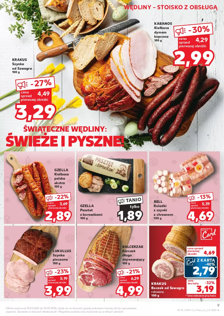 Gazetka promocyjna Kaufland - Kaufland - ważna 14.03 do 30.03.2024 - strona 9 - produkty: Bell, Boczek, Chrzan, Gra, Kabanos, Kiełbasa, Krakus, Pasztet, Piec, Szynka