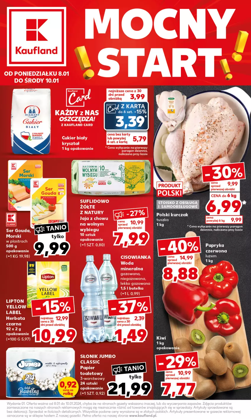 Gazetka promocyjna Kaufland - Mocny Start - ważna 08.01 do 10.01.2024 - strona 1 - produkty: Jaja, Kurczak, Papryka, Papryka czerwona, Ser