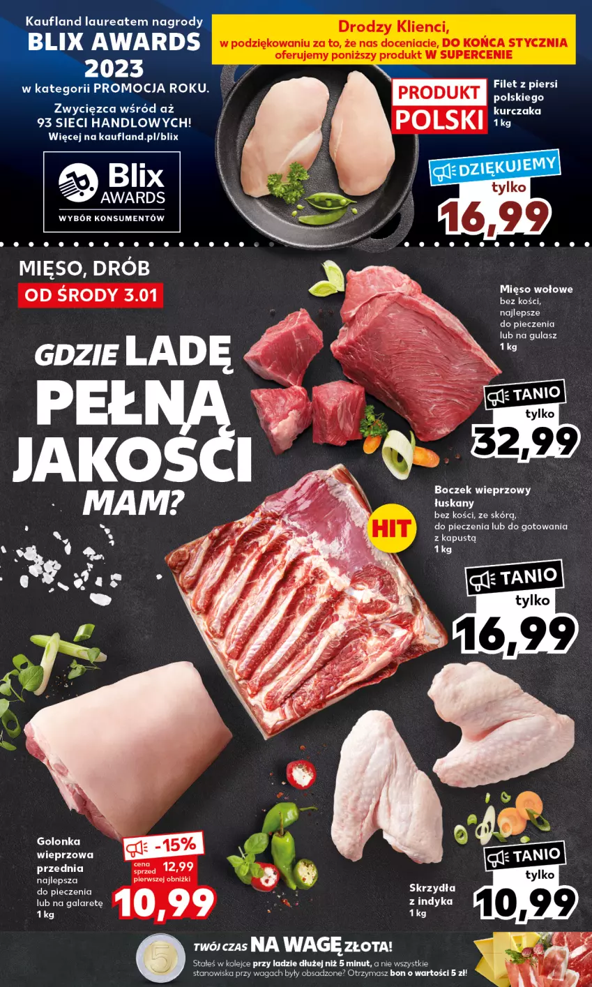 Gazetka promocyjna Kaufland - Mocny Start - ważna 08.01 do 10.01.2024 - strona 12 - produkty: Boczek, Boczek wieprzowy, Drób, Gala, Kapustą, Laur, Mięso, Mięso wołowe, Olej, Piec, Waga