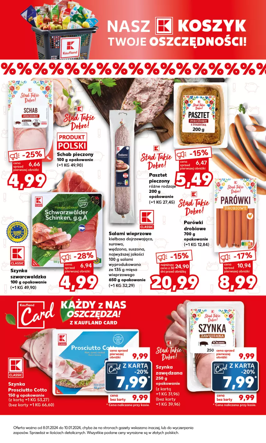 Gazetka promocyjna Kaufland - Mocny Start - ważna 08.01 do 10.01.2024 - strona 15 - produkty: Kiełbasa, Parówki, Pasztet, Piec, Salami, Schab pieczony, Szynka