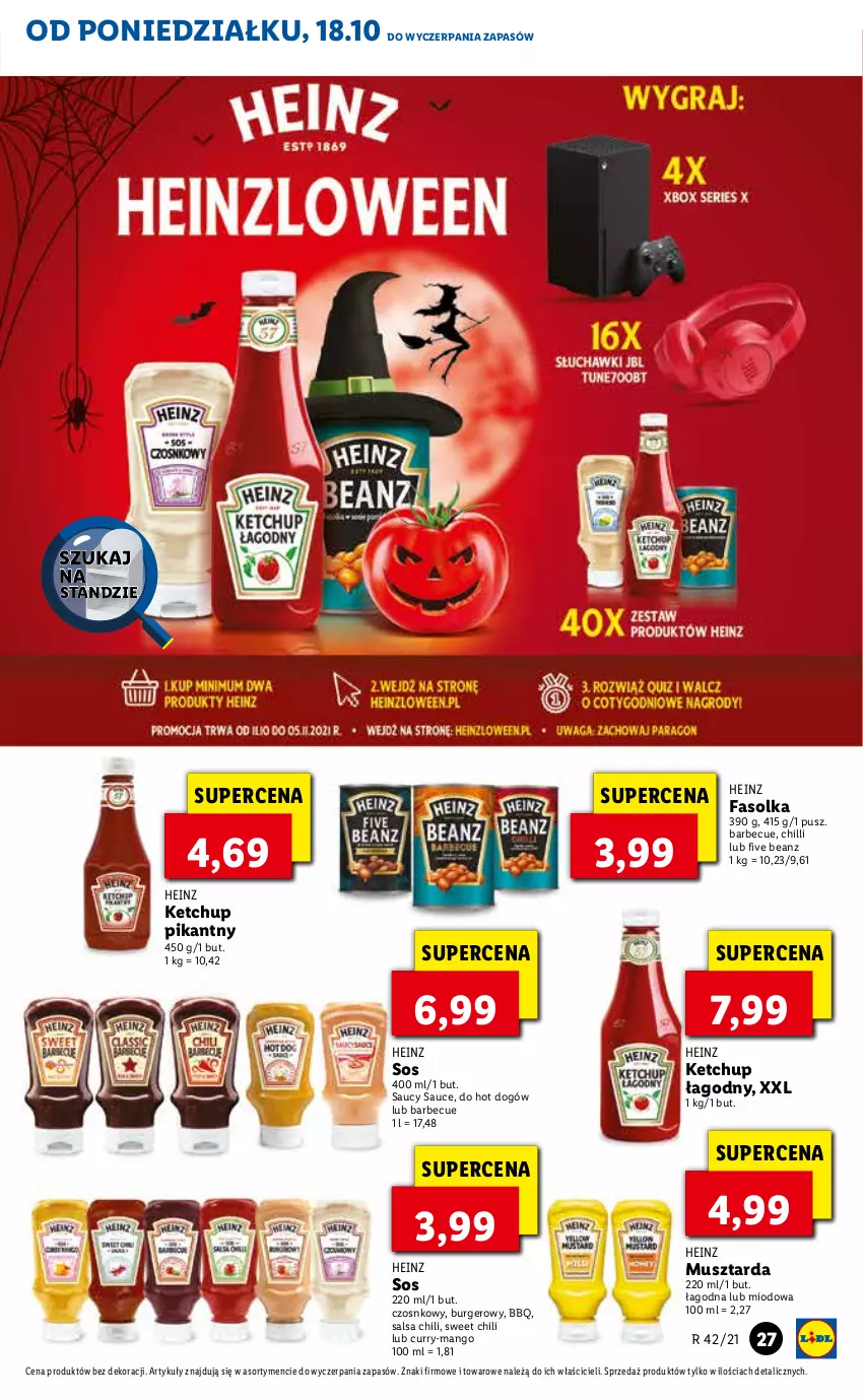 Gazetka promocyjna Lidl - GAZETKA - ważna 18.10 do 20.10.2021 - strona 27 - produkty: Burger, Fa, Heinz, Hot dog, Ketchup, Mango, Mus, Musztarda, Salsa, Sos