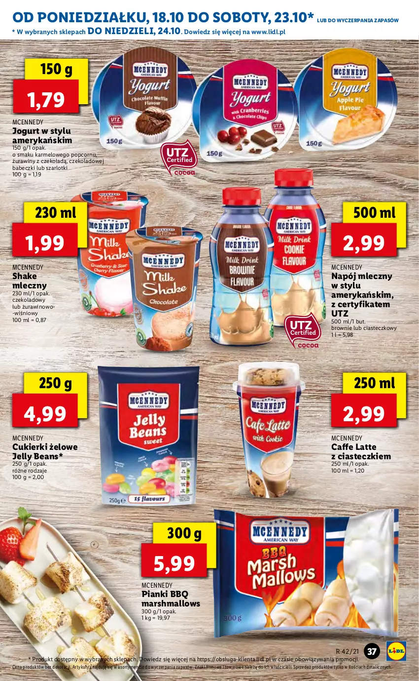 Gazetka promocyjna Lidl - GAZETKA - ważna 18.10 do 20.10.2021 - strona 37 - produkty: Babeczki, Brownie, Cukier, Cukierki, Jelly beans, Jogurt, Mars, Marshmallows, Napój, Napój mleczny, Popcorn, Wino