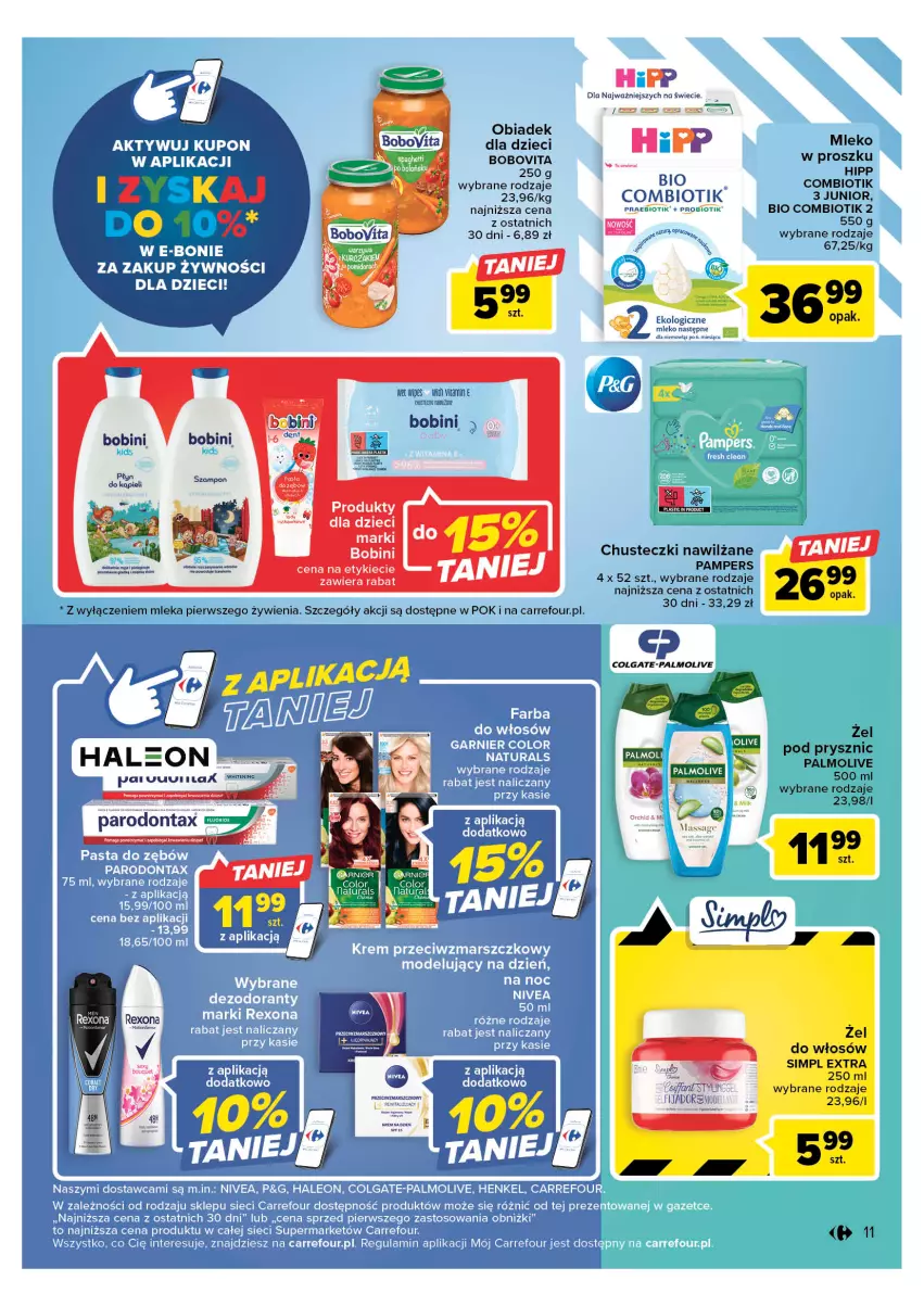 Gazetka promocyjna Carrefour - Gazetka Market - ważna 09.05 do 20.05.2023 - strona 11 - produkty: AEG, BoboVita, Chusteczki, Colgate, Dzieci, HiPP, LG, Mars, Mleko, O nas, Palmolive, Pampers, Parodontax, Płyn do kąpieli, Ser