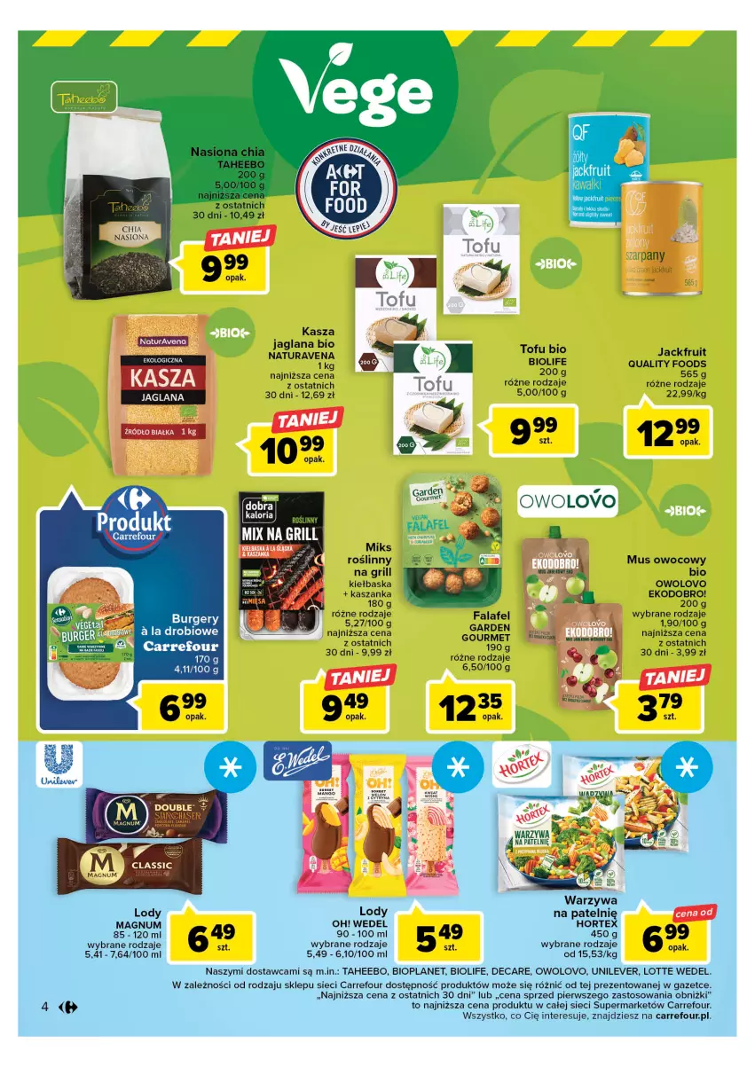 Gazetka promocyjna Carrefour - Gazetka Market - ważna 09.05 do 20.05.2023 - strona 4 - produkty: BioPlan, Fa, Grill, Hortex, Kasza, Kasza jaglana, Kaszanka, LANA, Lody, Mus, Warzywa