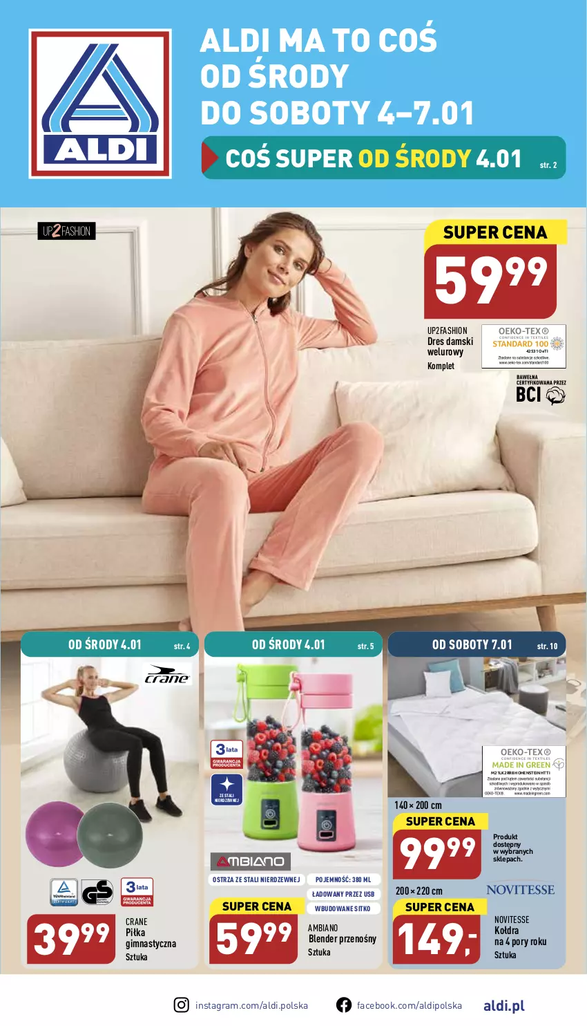 Gazetka promocyjna Aldi - Zaplanuj zakupy wcześniej - ważna 04.01 do 07.01.2022 - strona 1 - produkty: Blender, Dres, Fa, Gra, K2, Kołdra, Por, Sitko