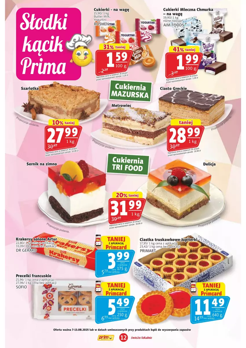 Gazetka promocyjna Prim Market - ważna 07.08 do 13.08.2025 - strona 12 - produkty: Cukier, Cukierki, Dr Gerard, Fa, Krakersy, Metro, Precelki, Ser