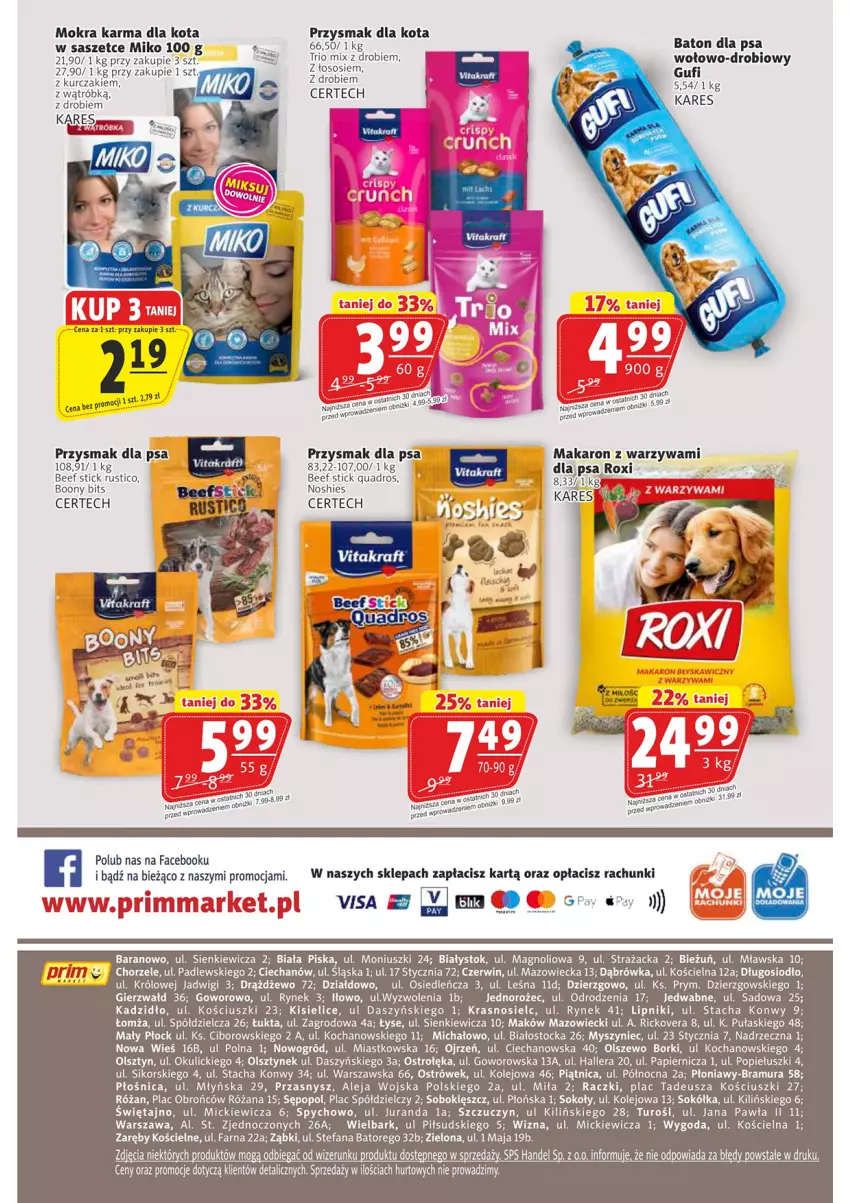 Gazetka promocyjna Prim Market - ważna 07.08 do 13.08.2025 - strona 16 - produkty: Baton, Baton dla psa, Fa, Jednorożec, Kawa, Kisiel, Koc, Kurczak, Makaron, Moda, Mokra karma, Mysz, Ogród, Olej, Papier, Piątnica, Przysmak dla kota, Przysmak dla psa, Róża, Rust, Sok, Sos, Stock, Vitakraft, Warzywa