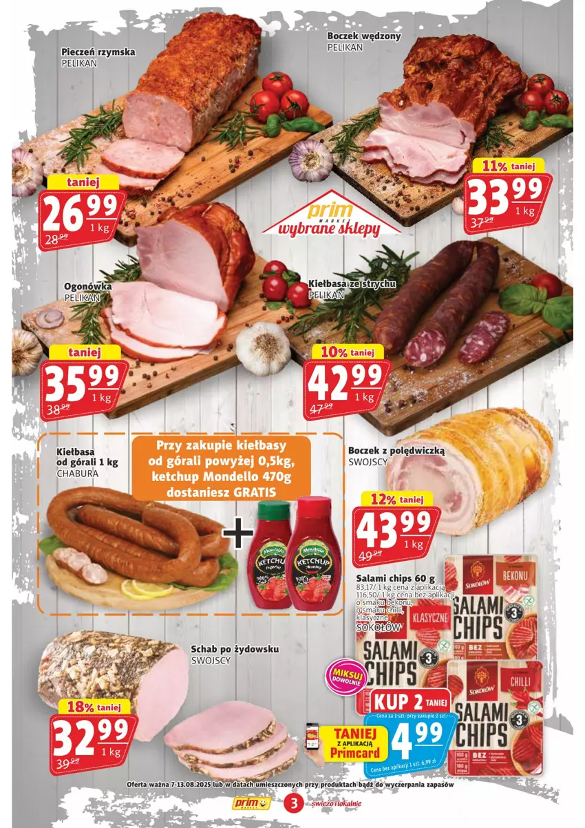 Gazetka promocyjna Prim Market - ważna 07.08 do 13.08.2025 - strona 3 - produkty: Beko, Boczek, Kiełbasa, Ogonówka, Piec, Pieczeń rzymska, Salami, Sok