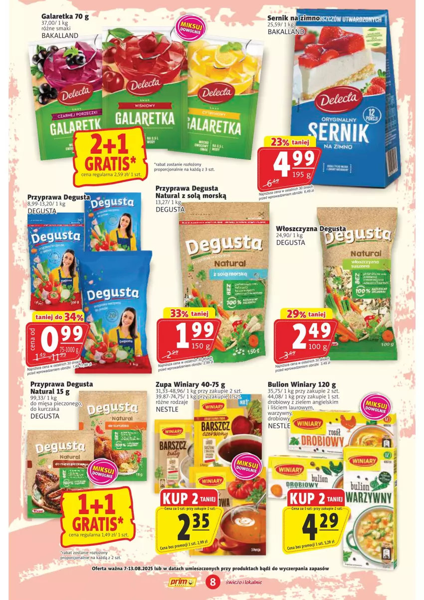 Gazetka promocyjna Prim Market - ważna 07.08 do 13.08.2025 - strona 8 - produkty: Bakalland, Bulion, Gala, Galaretka, Gin, Kurczak, Laur, Lion, Piec, Por, Rosół, Winiary, Zupa