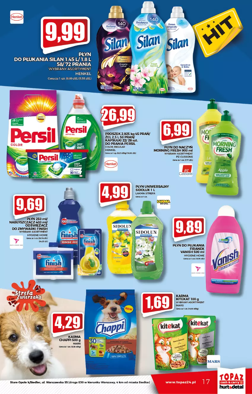 Gazetka promocyjna Topaz - Gazetka - ważna 19.08 do 25.08.2021 - strona 17 - produkty: Chappi, Fa, Finish, KiteKat, Mars, Persil, Płyn do płukania, Sidolux, Silan, Vanish, Zmywarki