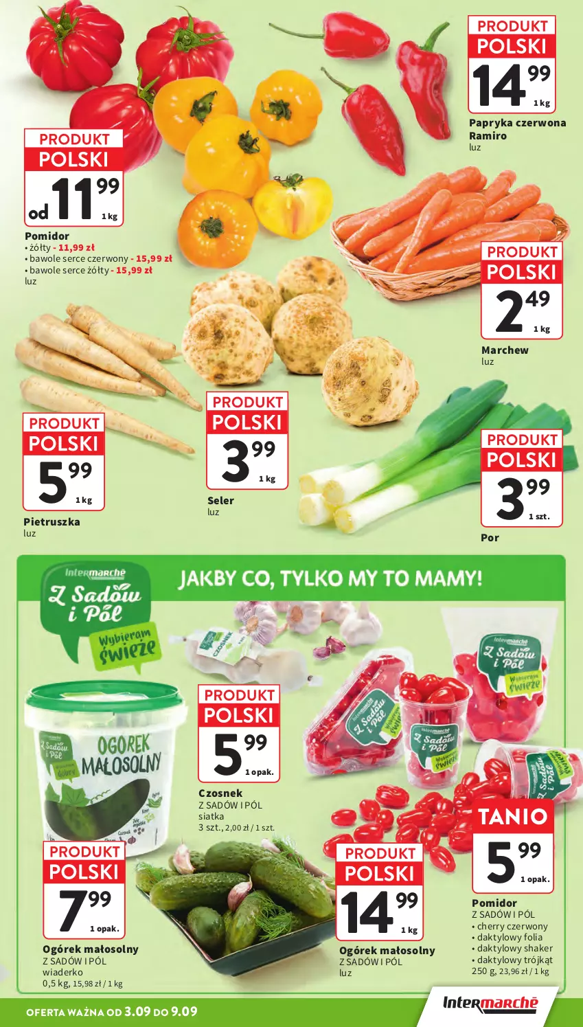Gazetka promocyjna Intermarche - Gazetka Intermarche - ważna 03.09 do 09.09.2026 - strona 11 - produkty: Czosnek, Ogórek, Papryka, Papryka czerwona, Pietruszka, Por, Ser, Siatka