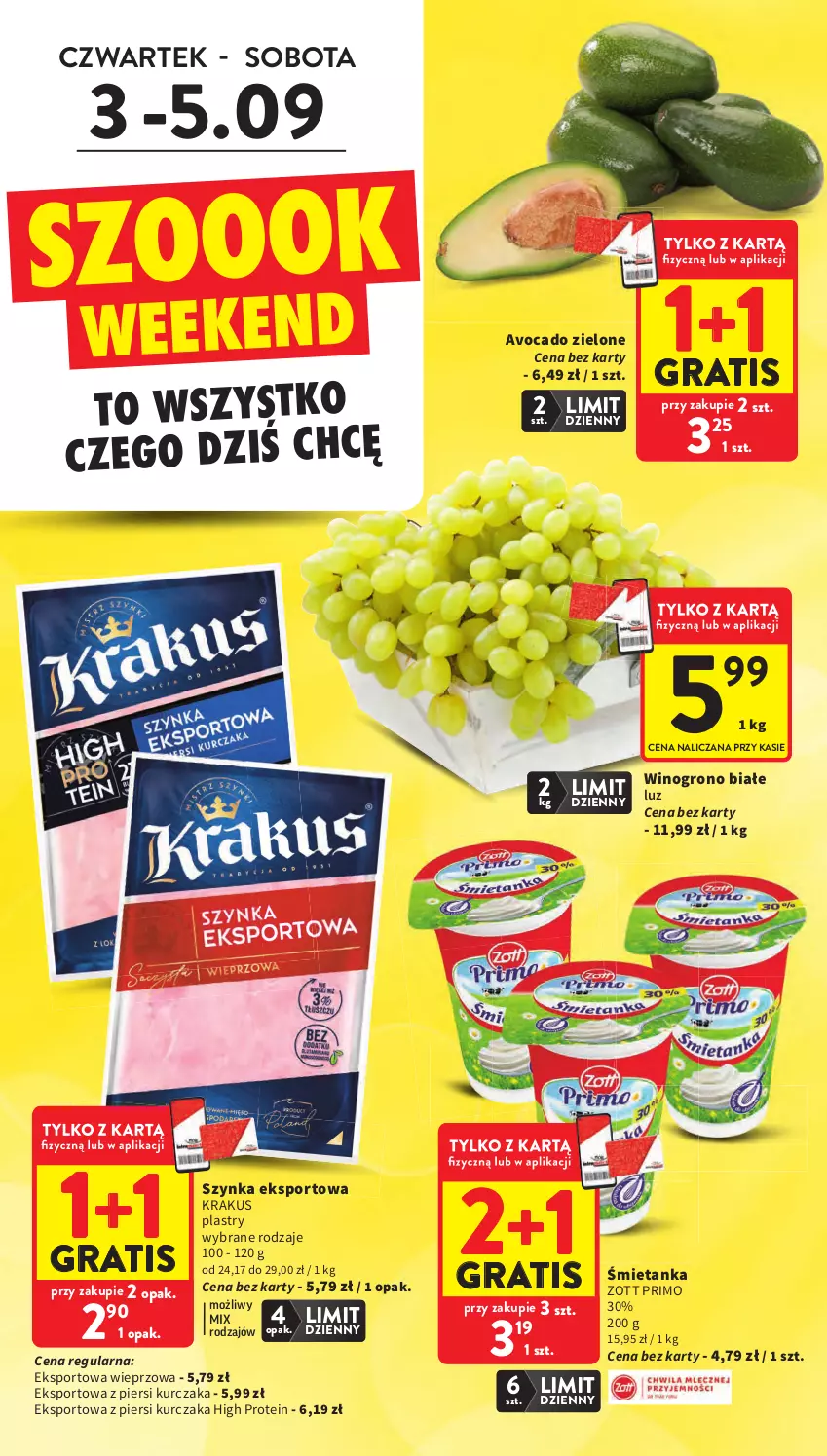 Gazetka promocyjna Intermarche - Gazetka Intermarche - ważna 03.09 do 09.09.2026 - strona 2 - produkty: Avocado, Gra, Krakus, Kurczak, Por, Sport, Szynka, Wino, Zott, Zott Primo