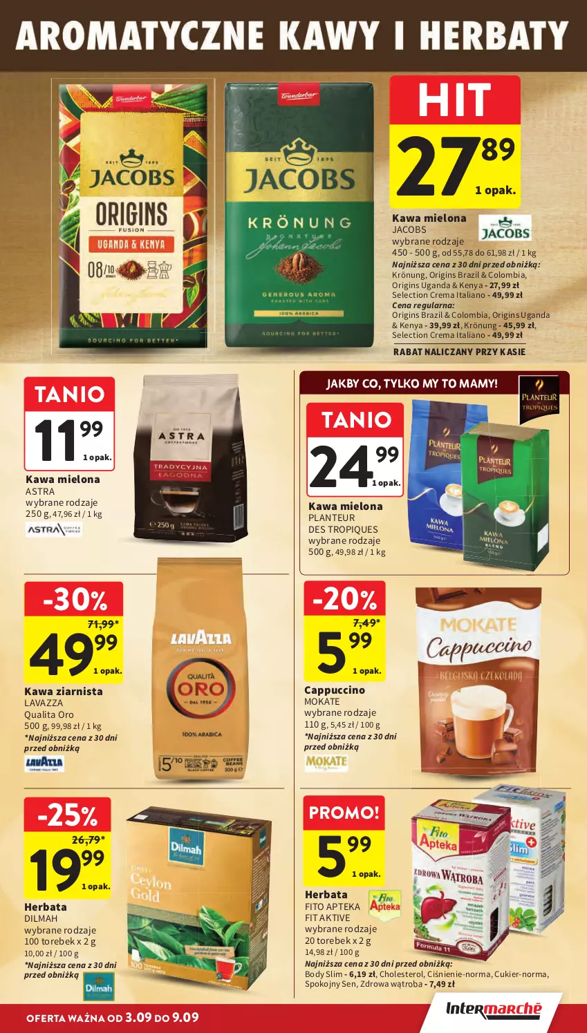 Gazetka promocyjna Intermarche - Gazetka Intermarche - ważna 03.09 do 09.09.2026 - strona 25 - produkty: Apteka, Body, Cappuccino, Cukier, Dilmah, Gin, Herbata, Jacobs, Kawa, Kawa mielona, Kawa ziarnista, Lavazza