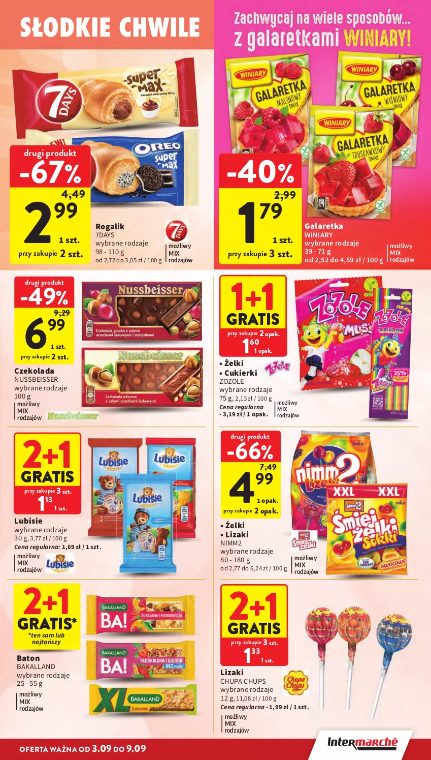 Gazetka promocyjna Intermarche - Gazetka Intermarche - ważna 03.09 do 09.09.2026 - strona 27 - produkty: Bakalland, Baton, Chupa Chups, Cukier, Cukierki, Czekolada, Gala, Galaretka, Gra, Lizaki, Lubisie, Nimm2, Rogal, Ser, Winiary
