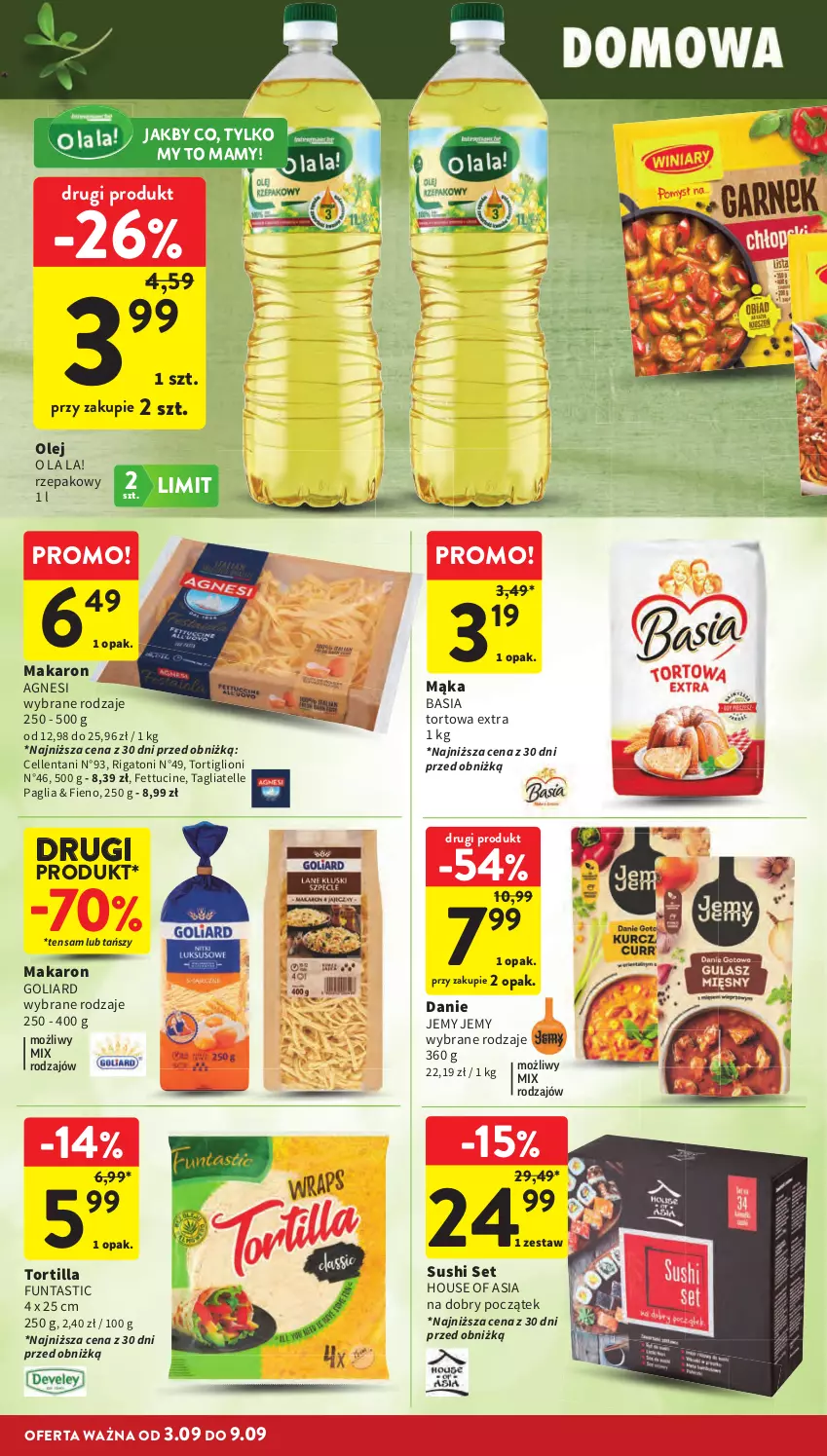 Gazetka promocyjna Intermarche - Gazetka Intermarche - ważna 03.09 do 09.09.2026 - strona 28 - produkty: Basia, Goliard, House of Asia, Lion, Mąka, Makaron, Olej, Sushi, Tagliatelle, Tortilla