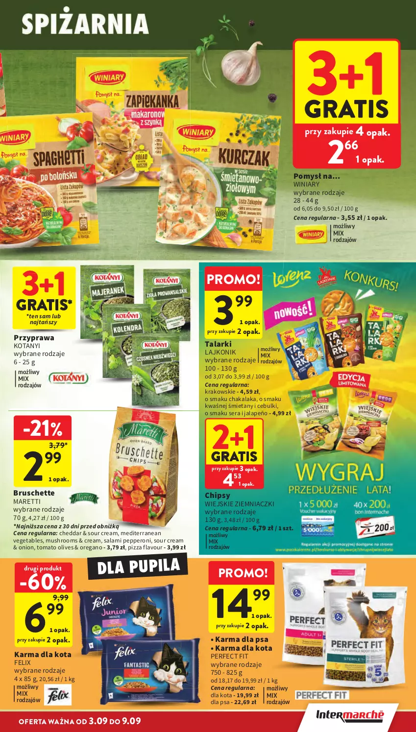 Gazetka promocyjna Intermarche - Gazetka Intermarche - ważna 03.09 do 09.09.2026 - strona 29 - produkty: Bruschette, Cheddar, Chipsy, Felix, Gra, Lajkonik, Mus, Pizza, Salami, Ser, Vegeta, Winiary