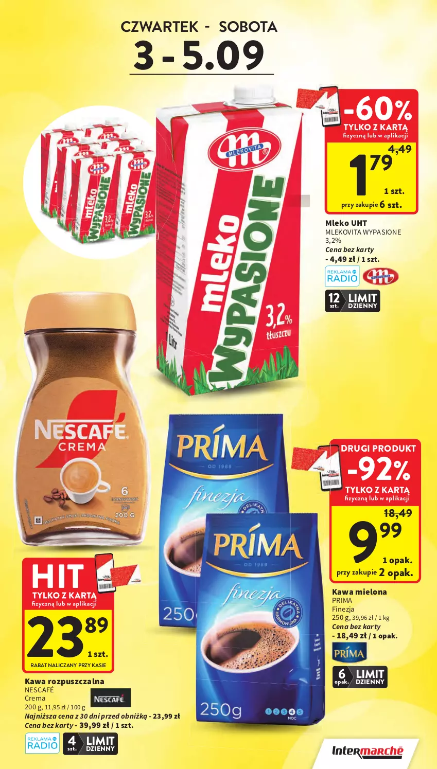 Gazetka promocyjna Intermarche - Gazetka Intermarche - ważna 03.09 do 09.09.2026 - strona 3 - produkty: Kawa, Kawa mielona, Kawa rozpuszczalna, Mleko, Mlekovita, Nescafé, Prima
