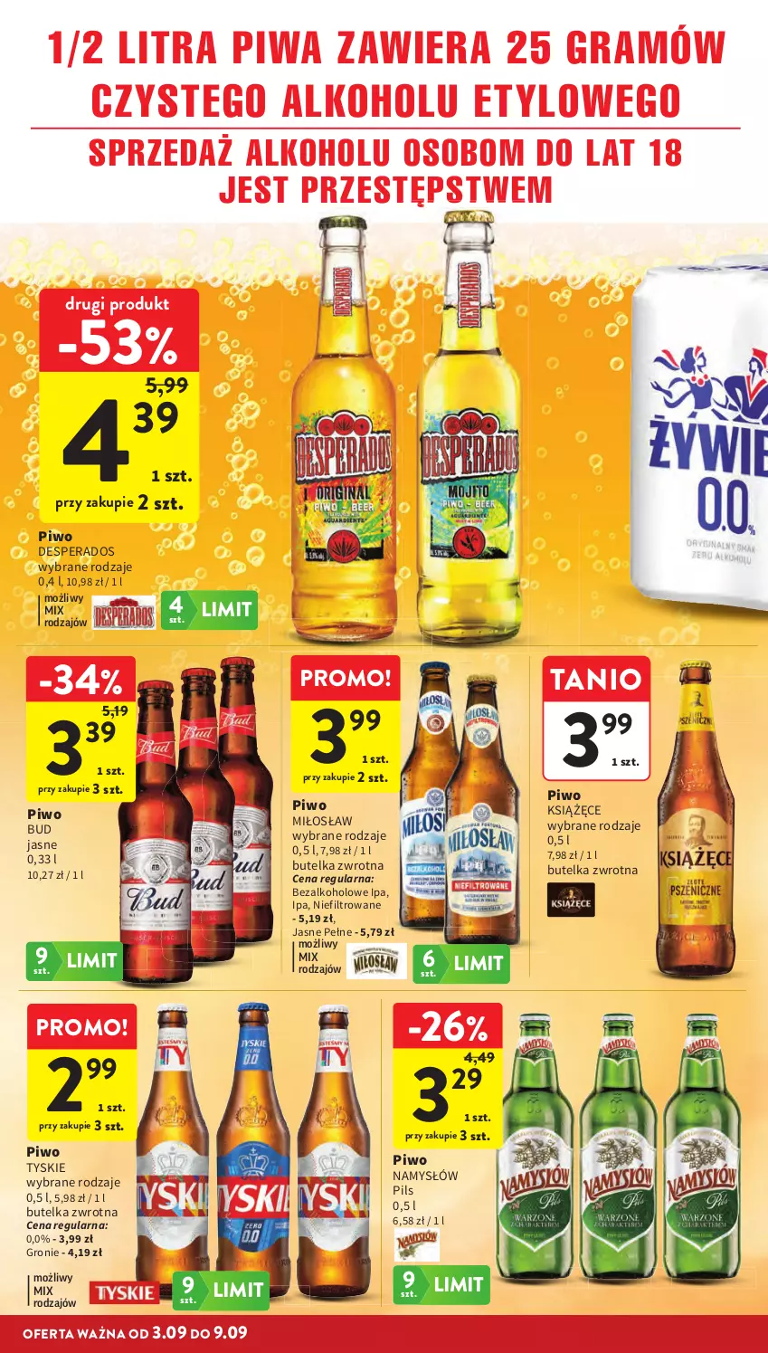 Gazetka promocyjna Intermarche - Gazetka Intermarche - ważna 03.09 do 09.09.2026 - strona 32 - produkty: Desperados, Gra, Książęce, Namysłów, Piwa, Piwo, Tyskie