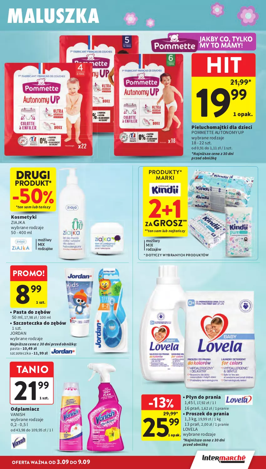 Gazetka promocyjna Intermarche - Gazetka Intermarche - ważna 03.09 do 09.09.2026 - strona 35 - produkty: Dzieci, Lovela, Majtki, Odplamiacz, Pasta do zębów, Pieluchomajtki, Płyn do prania, Proszek do prania, Szczoteczka, Szczoteczka do zębów, Vanish, Ziajka
