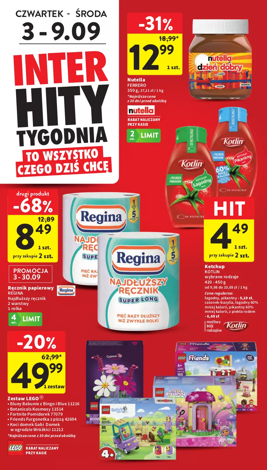 Gazetka promocyjna Intermarche - Gazetka Intermarche - ważna 03.09 do 09.09.2026 - strona 6 - produkty: Babuni, Bazyl, Bazylia, Czosnek, Ferrero, Gin, Ketchup, Koc, Kotlin, LEGO, Nutella, Papier, Ręcznik, Urgo