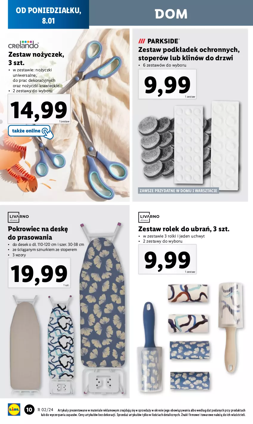 Gazetka promocyjna Lidl - GAZETKA - ważna 08.01 do 13.01.2024 - strona 12 - produkty: Drzwi, Noż, Nożyczki, Podkład, Pokrowiec, Pokrowiec na deskę, Rolki, Top