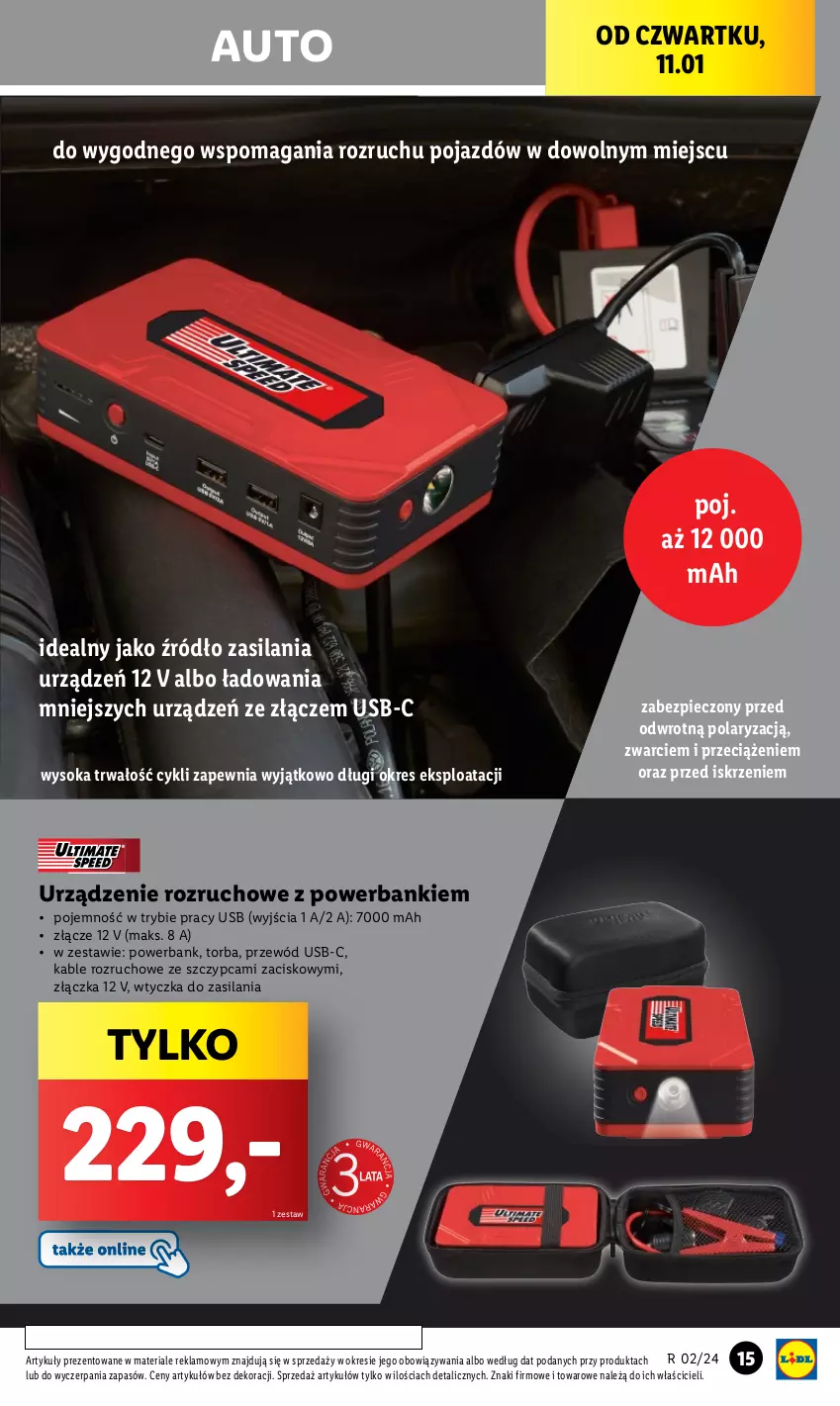 Gazetka promocyjna Lidl - GAZETKA - ważna 08.01 do 13.01.2024 - strona 17 - produkty: Piec, Pojazd, Powerbank, Przewód, Silan, Sok, Torba