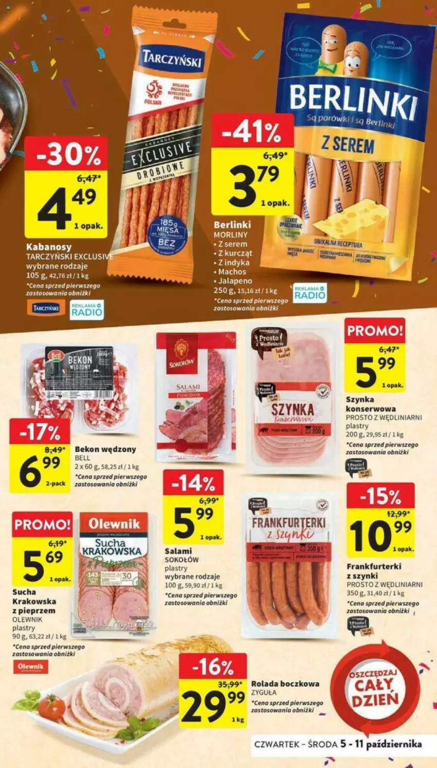 Gazetka promocyjna Intermarche - ważna 05.10 do 11.10.2023 - strona 16 - produkty: Beko, Berlinki, Frankfurterki, Kabanos, Morliny, Olewnik, Pieprz, Rolada, Ser, Sok, Sokołów, Szynka, Szynka konserwowa, Tarczyński