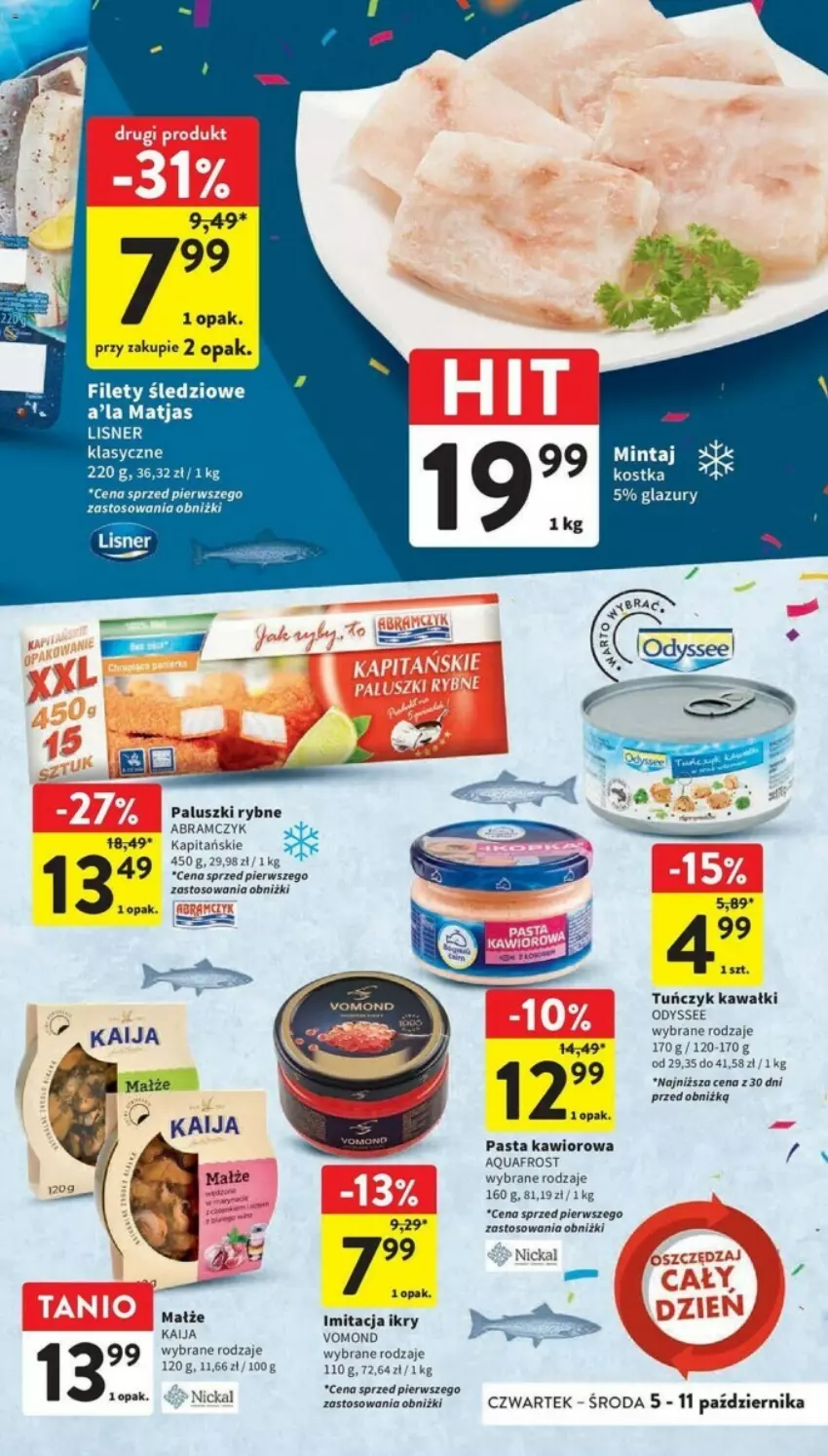 Gazetka promocyjna Intermarche - ważna 05.10 do 11.10.2023 - strona 20 - produkty: Kawa, Kawior, Lazur, Lisner, Małże, Matjas, Mintaj, Paluszki rybne, Tuńczyk